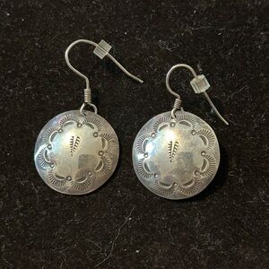 Elegant Sterling Silver Concho Dangle Earrings